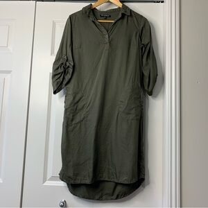 PICADILLY  Khaki Green 3/4 Sleeve Shirt Dress, Patch Pockets, Women’s Size 6